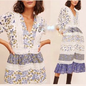 Anthropologie boho patchwork lace crochet floral dress